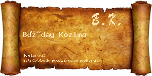 Bóday Kozima névjegykártya